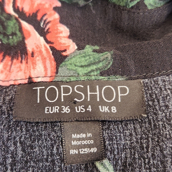 Black Midi Dress with Pink Floral Print and Deep V Neck - Picture 2 of 12